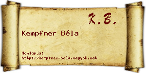 Kempfner Béla névjegykártya